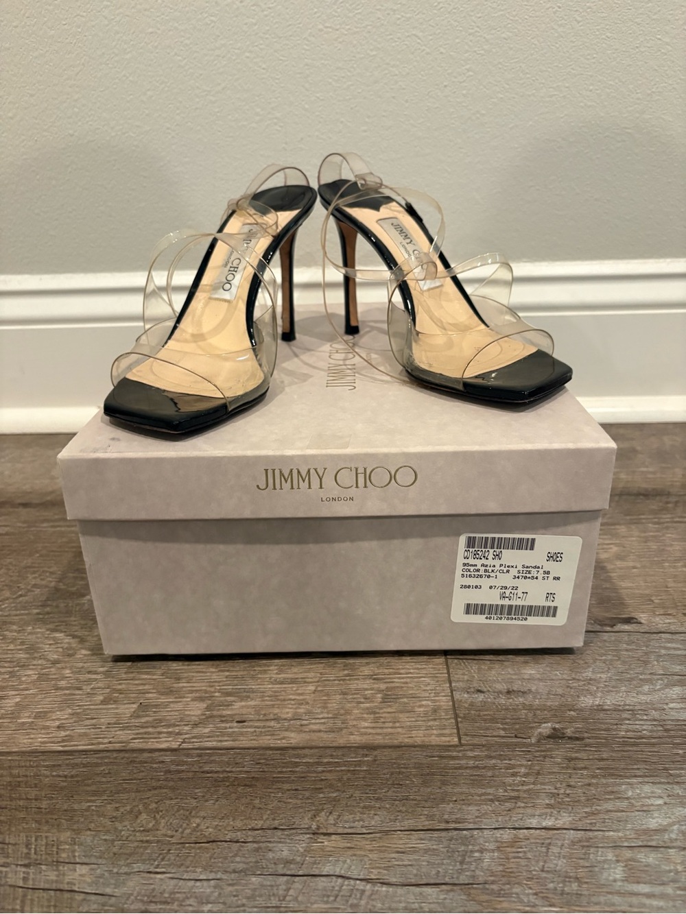 Jimmy Choo Black and Clear PVC Stiletto Sandals - Picture 6 of 7